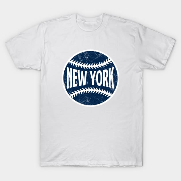 New York Retro Baseball - White T-Shirt by KFig21